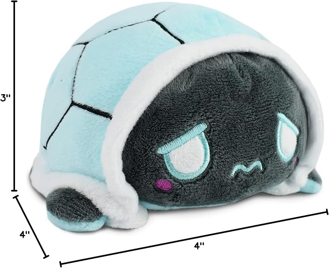 TeeTurtle - The Original Reversible Turtle Plushie - Rainy Day - Cute Sensory Fidget Stuffed Animals That Show Your Mood 3.5 inch, 100% Polyester Fiber