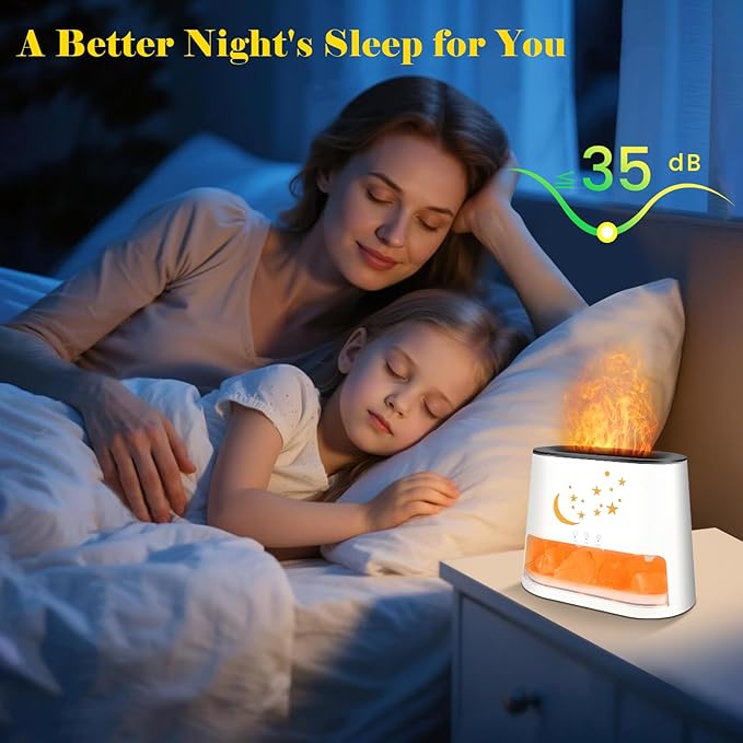 260ml Essential Oil Diffuser & Himalayan Salt Lamp with Remote Control, 8 LED Colors, Timer & Auto-Off Cool Mist Humidifier for Home,Offce,Bedroom (White)