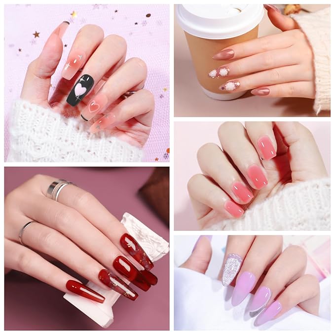 COSCELIA Jelly Gel Polish Set 25pc Brown Fall Colors Translucent Ice Jelly Gel Nail Polish for Women All Seasons Red Green Blue Pink Nail Manicure Kit Salon DIY at Home Christmas Gifts for Women