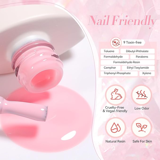 Born Pretty Jelly Gel Nail Polish Jelly Light Pink Gel Polish Sheer Translucent Soak Off Hema-Free Gel Polish Nail Art DIY 15ML