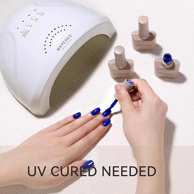 MAYCHAO 15ML Sapphire Blue Gel Nail Polish 1Pc Royal Bright Blue Nail Polish Soak Off UV LED Nail Gel Polish Nail Art Starter Manicure Salon DIY at Home, 0.5 OZ