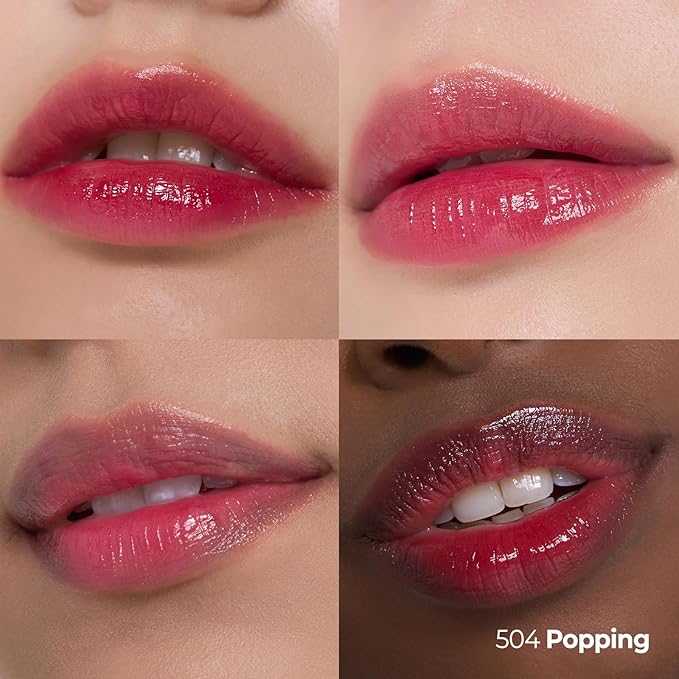 Laka Popping Balloon Lip Stain, 4.5g/0.15oz, Glossy Plumping Lip Tint, Moisturizing, Non-Sticky Texture for All-Day Hydration, Vegan, K-Beauty (#504 Popping)