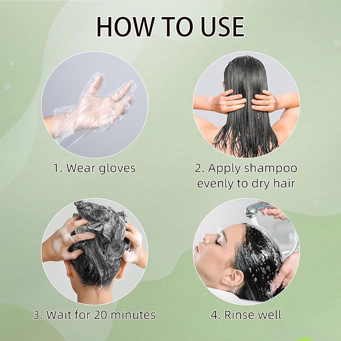 Black Hair Dye Shampoo, Semi-Permanent Hair Color Shampoo for Women and Men, Herbal Ingredients and No Ammonia, 3 in 1-100% Grey Coverage 400ml/ 13.5 fl.oz