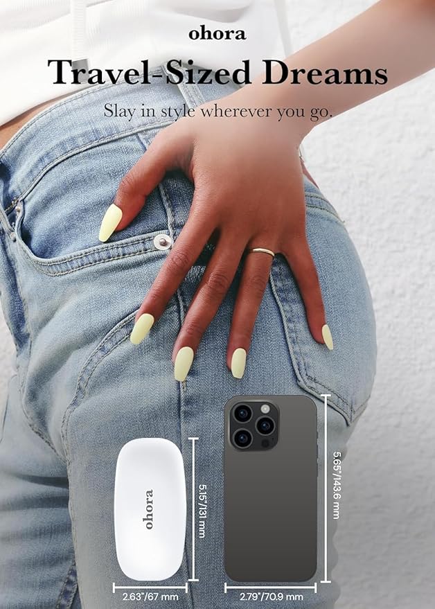 ohora Care LED Lamp for Semi Cured Gel Nail Strips - 6W Max, 2 Timers (45s / 60s), Portable Lamp for Curing Gel Nail Art, For Gel Stickers and Strips Only