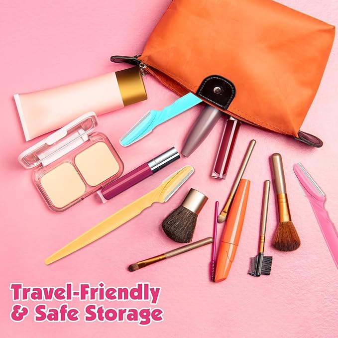 88 Pcs Eyebrow Razors & Face Razors for Women in Storage Jar – 4 Color Dermaplane Razor for Women Face & Men, Safe Face Shaver with Protective Covers