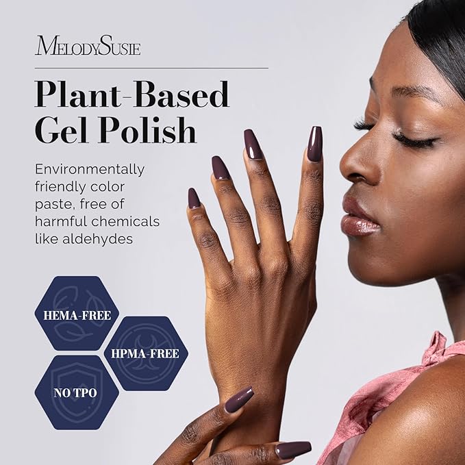 MelodySusie Fleurwee Plant Based Gel Nail Polish, Hema Free Purple Brown Nail Polish, Soak Off UV LED Gel Polish Gift for Women 21 Non Toxic Long Lasting Nail Art Manicure Salon DIY at Home P30
