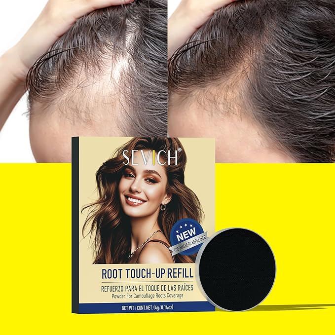 SEVICH Magnetic Replaceable Hairline Powder, Refill Pack 3 Pcs- Interhair Concealer, Environmentally Friendly Replacement, Waterproof and Sweatproof, Long lasting Coverage (Light Brown)