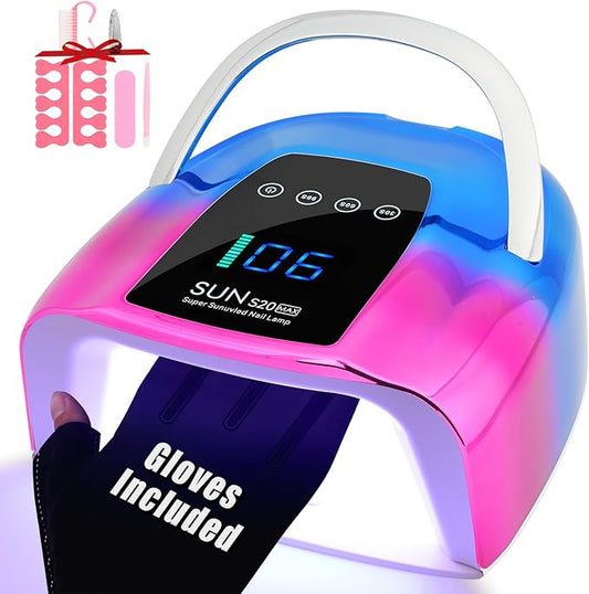 UV LED Nail Lamp Dryers Cordless 128W Portable Rechargeable UV Light for Gel Nails Polish Kit,Fast Curing Wireless Builder Gel Lamp with Sensor 3 Timer LCD Display 48 LED,Manicure Pedicure Art Tools