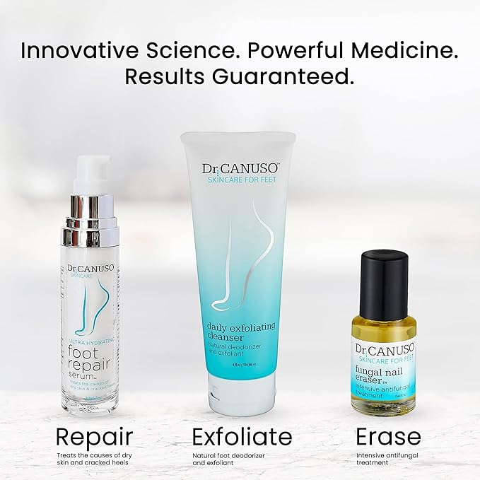 Dr. Canuso Foot Repair Serum, Medical Strength Cracked Heel Treatment, Lotion for Fast Acting Relief for Cracked Feet & Dry Skin, Patent Pending Formula, Made in USA