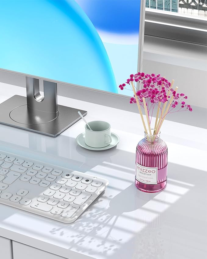 MIZZEO Reed Diffuser Set, Agarwood Rose 6.76 fl oz Highly Scented Room Diffuser Home Fragrance Essential Oil Reed Flower Diffuser, House Bedroom Office Decor & Gifts