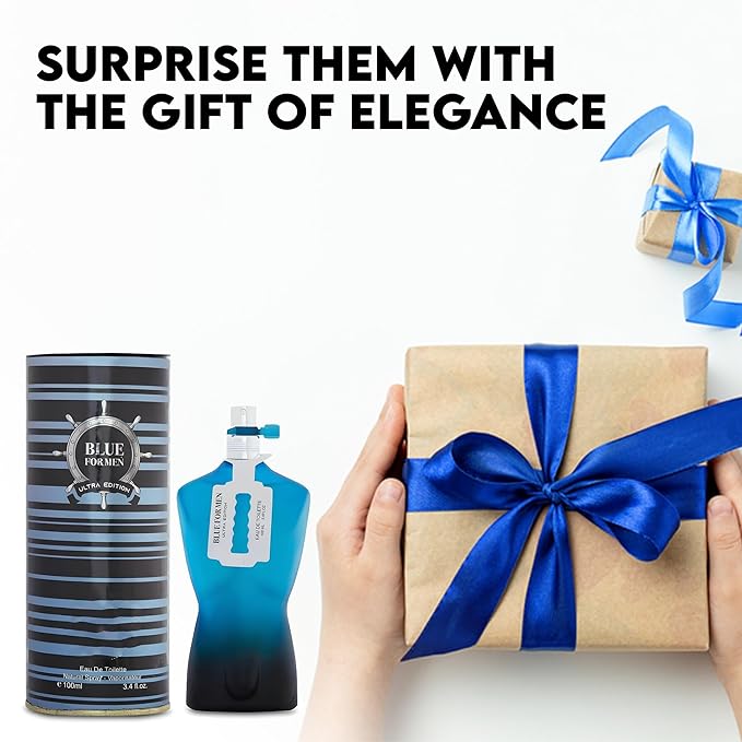 Blue For Men Ultra Sensual Woody Fragrance for Men | Long Lasting Cologne Aromatic Scent, Eau de Parfum Natural Spray - Great Holiday Gift, 3.4 Fl Oz/100 Ml