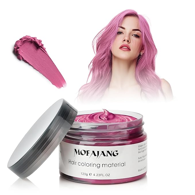 Light Pink Temporary Hair Color Wax - SOVONCARE Washable Hair Dye for Men & Women, All-Day Hold Disposable Hair Styling Clays for Party, Cosplay & Daily 4.23 oz