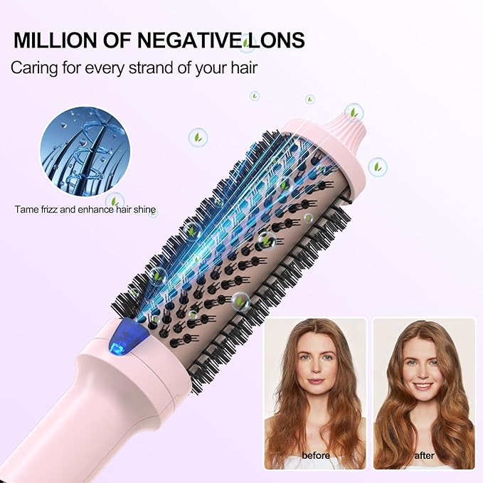 K&K 1.5 inch Blowout Look -Thermal Brush Creates Root Volume & Loose Curls Volume Curls Dual Voltage Cool-AIR TECH Hair Styling Tool