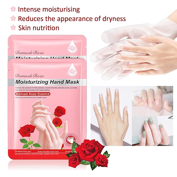 Hand Masks Moisturizing Gloves,6 Pairs Hydrating Hand Peel Masks Gift Set for Dry Cracked Hands Care,Long-lasting and Non-greasy Hand Moisturizer Gloves for Women P