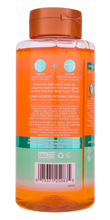Tree Hut Tangerine Foaming Gel Wash, Hydrating & Moisturizing Body Wash with Shea Butter & Nourishing Essential Oils, Daily Cleanser for Soft Smooth Skin, 18 fl oz