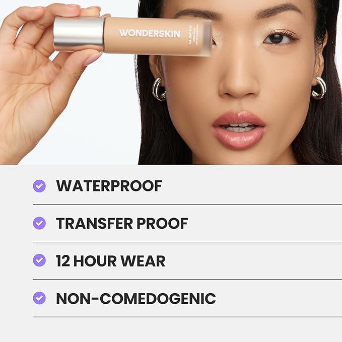 Wonderskin Hyper Bond All-Day Stay Serum Foundation – Waterproof, Transfer-Proof, 24HR Longwear Face Makeup with Niacinamide & Hyaluronic Acid – Lightweight, Natural Finish (Nova)