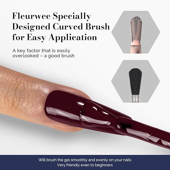 MelodySusie Fleurwee Plant Based Gel Nail Polish, 2 Pcs Hema Free Gel Polish Red Brown and Rose Red Nail Polish 21 Non Toxic Long Lasting Fall Nail Art Salon DIY Manicure at Home Gift for Women