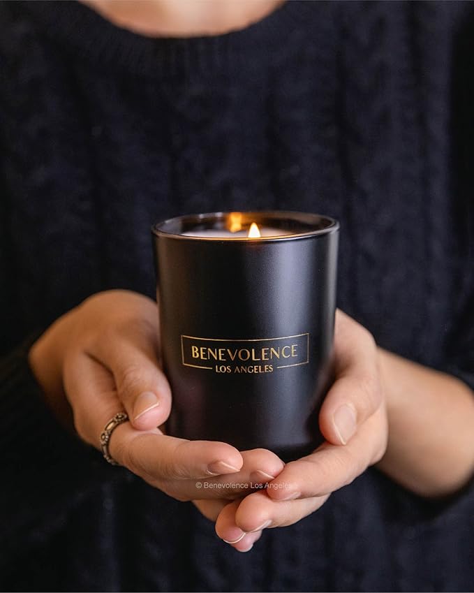 Benevolence LA Clearance Candles Bergamot & Jasmine Christmas Scented Candles | Soy Black Holiday Candle for Home | Gifts for Women and Men | Home Fragrance | Aromatherapy | 6oz