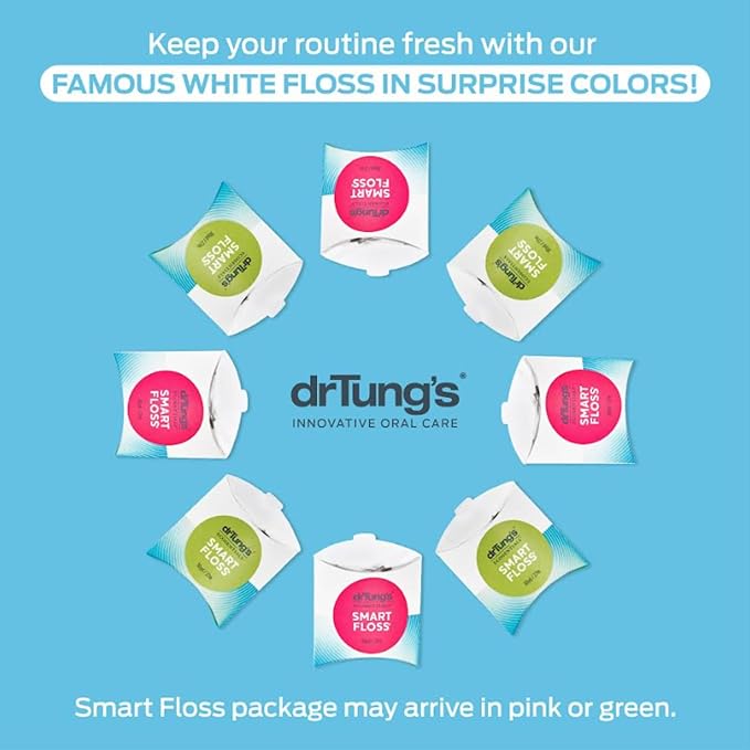 DrTung's Smart Floss - Natural Floss, PTFE & PFAS Free Floss, Gentle on Gums, Expands & Stretches, BPA Free - Natural Dental Floss Cardamom Flavor (Pack of 9)
