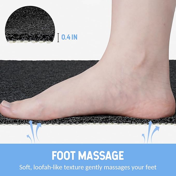 Non-Slip Bathtub Mat, Anti Slip Shower Mat, Fast Drying Bathtub Mats, Foot Scrubber Mat, Anti Slip Mat for Tub, Floor, Bathroom, Kitchen, Home, Hotel (Black 32"×17")