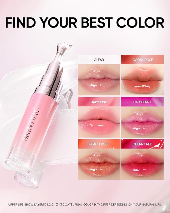 Hydrating Brightening Lip Serum, Smooth Tinted Lip Stain, Plumping Lip Gloss with Polypeptide Squalane, Moisturizing Balms, Brighten Dark Lips, Korean Beauty Makeup (00 Clear)