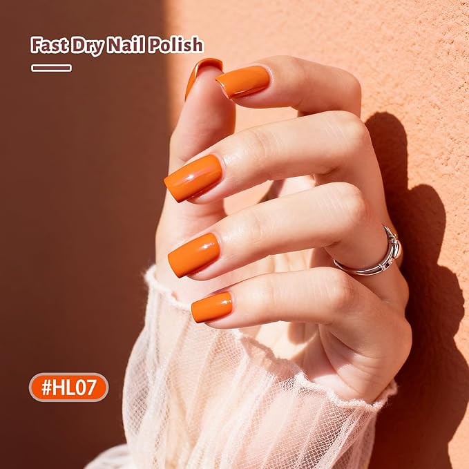 Fall Maple Leaf Nail Polish Set -12 Colors Orange Purple Yellow Nude Pink Nail Polish Set With Base Coat and Top Coat Quick Dry Long Lasting Color Nail Polish for Holiday Gift Giving