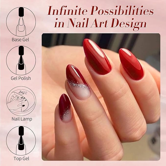 Born Pretty Dark Red Gel Nail Polish Fall Winter Burgundy Wine Red Nail Art Design Manicure Salon DIY at Home 15ml