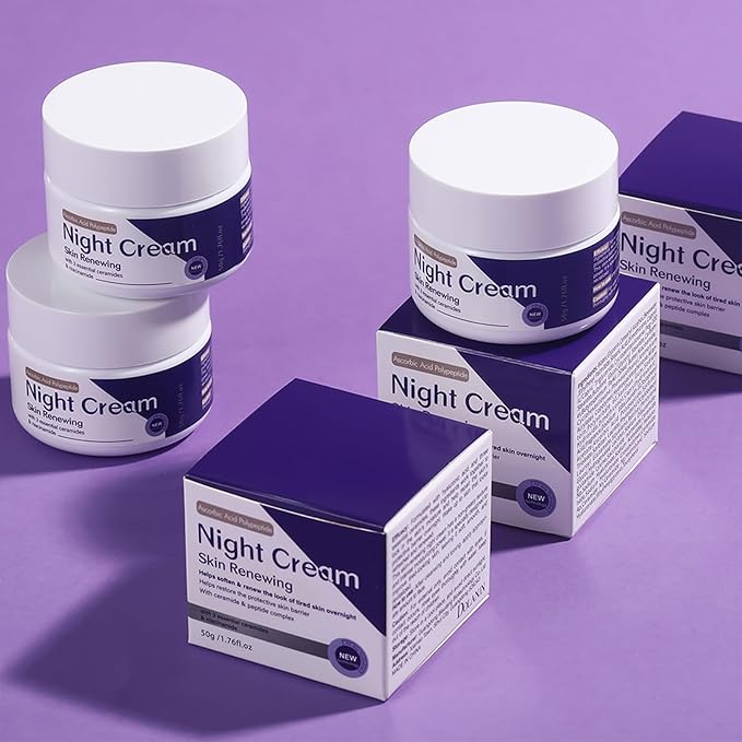 Skin Renewing Night Cream - Niacinamide, Peptide Complex & Hyaluronic Acid Face Moisturizer | Anti-Aging,Reduces Fine Line Appearance, Enhances Skin Elasticity，Suitable for All Skin Types, 1.76 fl.oz
