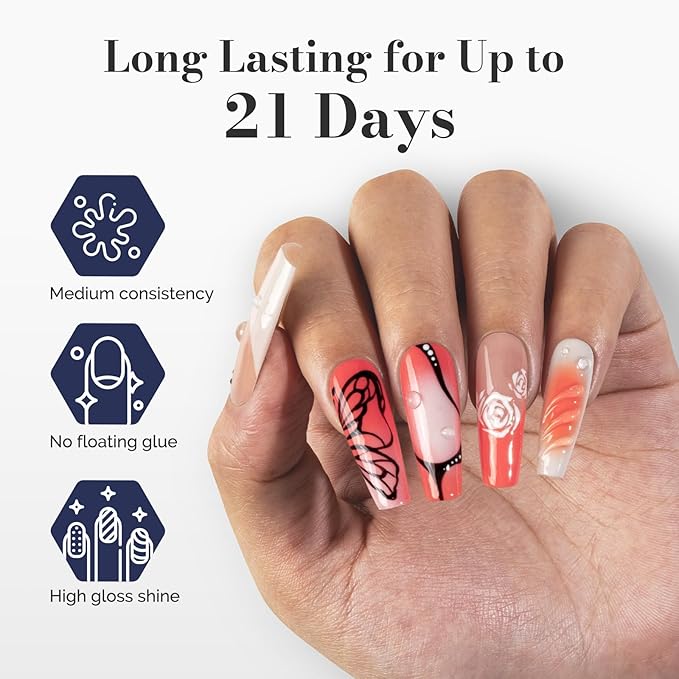 MelodySusie Fleurwee Plant Based Gel Nail Polish, 2 Pcs Hema Free Gel Polish Milky White and Coral Orange Nail Polish 21 Non Toxic Long Lasting Nail Art Salon DIY Manicure at Home Gift for Women