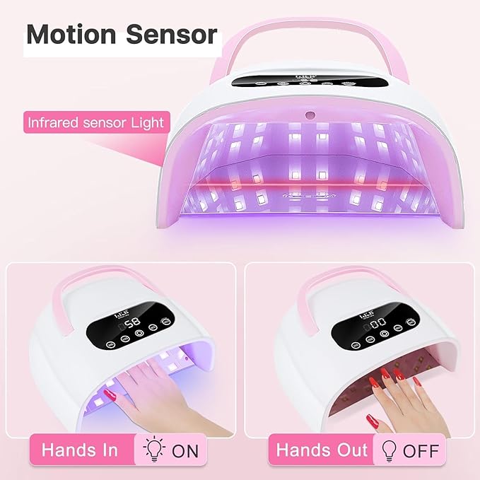 LetGoShop Professional UV Nail Lamp, 168W UV Light for Gel Nails, Nail Dryer with Auto Sensor & 4 Timer Settings Fast Curing Polish, Salon & Home Manicure DIY