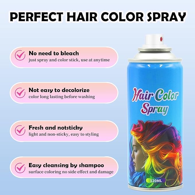 Pink Hair Dye, Hair Color Spray for Women and Kids, Washable Pink Hair Spray, Temporary, One-Time Use, Non-Sticky Root Touch Up, Natural Hair Color Wax for Party, Cosplay, Halloween, Christmas (pink)