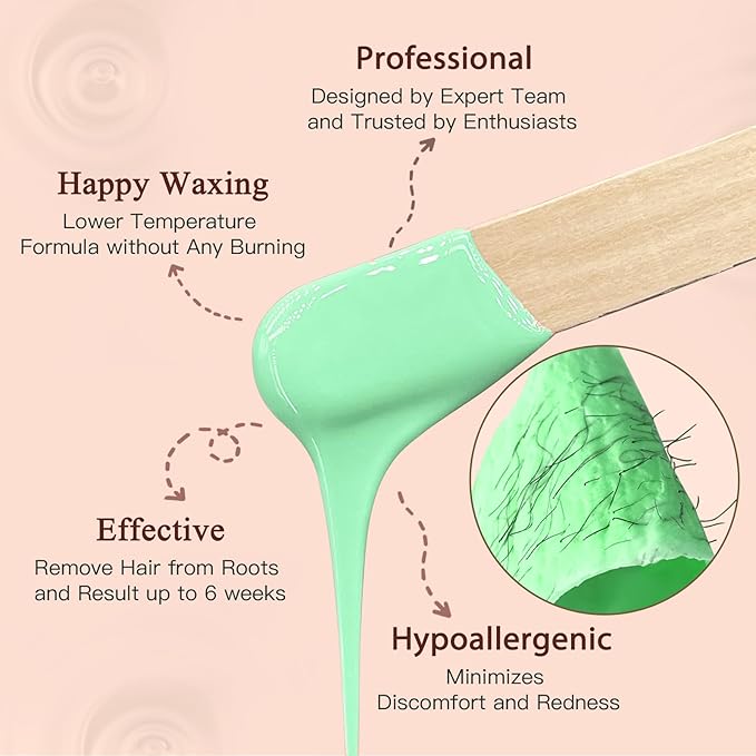 Wax Beads 2.5lb, Bouvetan Hard Wax Beans for Hair Removal, Sensitive Skin, Ideal Beads for Bikini, Legs, Eyebrow, Facial, Brazilian, Full Body Waxing (Aloe)