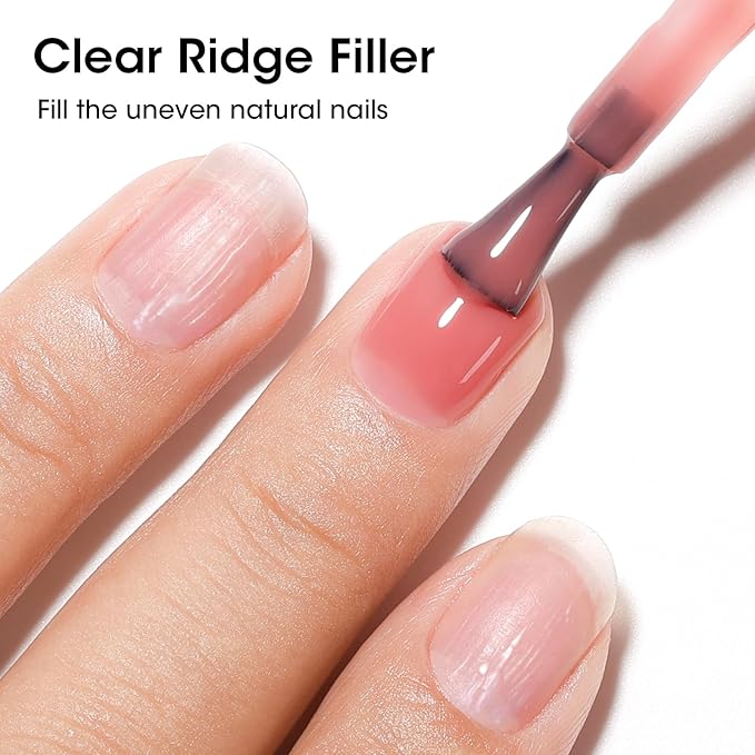 GELLEN 4-In-1 Illuminating Nail Concealer Base Coat Polish Dusty Rose Pink, Sheer Nail Strengthener Ridge Filler for Nails, Calcium Formula Smoothes Strengthens Nails, Quick Dry, Hema Free, Non-toxic