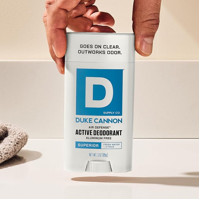 Duke Cannon Aluminum-Free Deodorant for Men - Air Defense, Fresh Water + Citrus, 3 oz – Long-Lasting, Clear Glide, Skin-Soothing Formula (Superior)