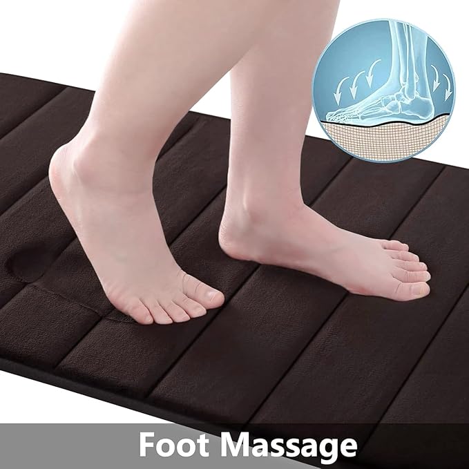 Buganda Memory Foam Bath Mat, 59" x 20", Ultra Soft and Non-Slip Bathroom Rugs, Water Absorbent and Machine Washable Bath Rug Runner for Bathroom, Shower, and Tub, Brown