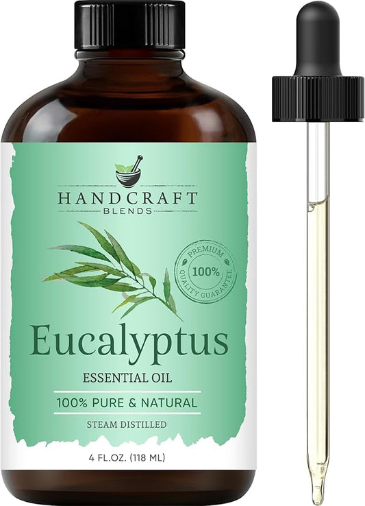 Handcraft Blends Eucalyptus Essential Oil – Huge 4 Fl Oz – 100% Pure and Natural – Premium Grade Essential Oil for Diffuser and Aromatherapy, Skin, Massage, Candle and Soap Making Fragrance