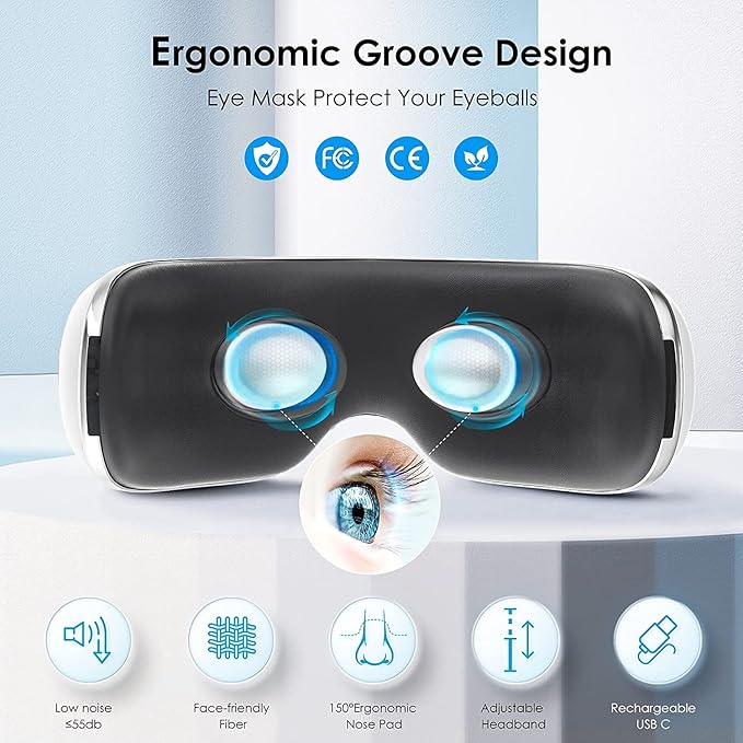 Eye Massager with Heat and Cooling for Migraines, Dry Eyes - Eye Massager Mask for Relaxation Gift for Women and Men