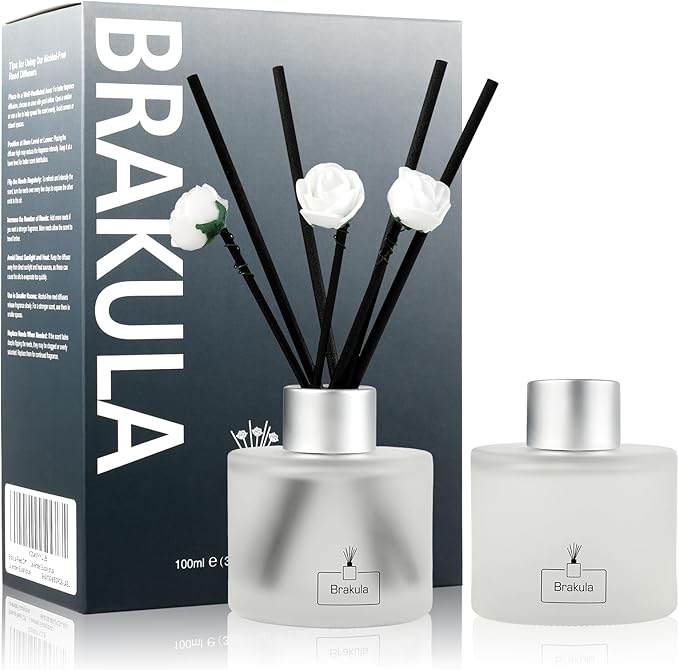Brakula 2 Pack Reed Diffuser Set, Lavender Eucalyptus Scented, Home Fragrance with 14 Sticks Bathroom Decor, Reed diffusers for Home 6.76 fl oz (Lavender Eucalyptus)