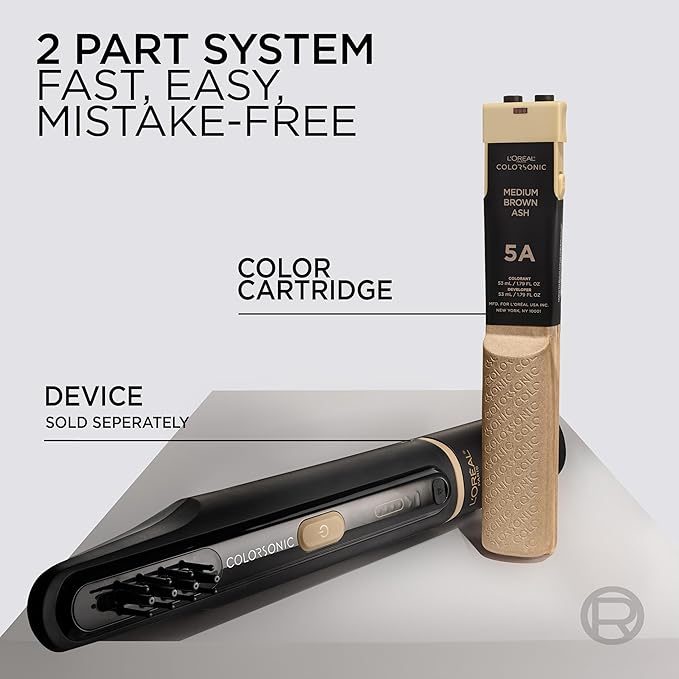 L'Oreal Paris Colorsonic Permanent Hair Dye Cartridge, Vibrant Hair Color for Root Touch Up, Gray Coverage or All Over Color in just 5 Minutes, 5A Medium Ash Brown (Coloring Device Sold Separately)