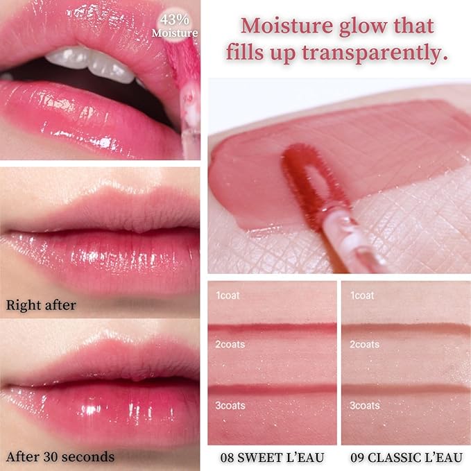 BBIA L’EAU Tint – Glossy & Glow Lip Stain, Watery Lip Tint, Non-Sticky, High Shine Finish, Long-lasting, Moisturizing, Lightweight, Natural, Daily Use, Vegan, Korean Lip Makeup (04 MAGNOLIA L'EAU)