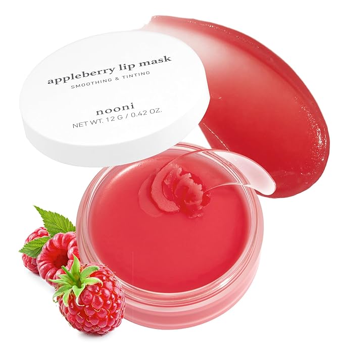 NOONI Vegan Appleberry Lip Mask Overnight – Hydrating Lip Balm & Butter with Shea Butter & Vitamins | Soothing Moisturizer, Softening Treatment for Dry Lips, Gifts For Women, 0.42 oz