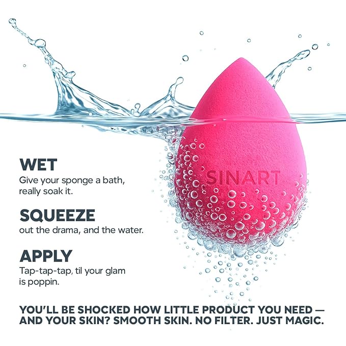 PROsponge | Makeup Sponge for Liquid Beauty Makeup. Premium Latex-Free foam. Foundation, Cream & Powder Blender. Saves Fondation & Streak Free Blending. (PINK)