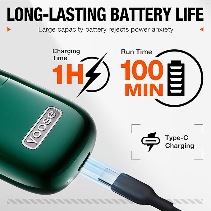 yoose Nose Hair Trimmer 2.0, Alloy Portable Painless Nose Hair Trimmer for Men Women, IPX7 Waterproof, Travel Size, USB-C Rechargeable Nose Trimmer with Dust Protection Cap, Dual Edge Blade, Green