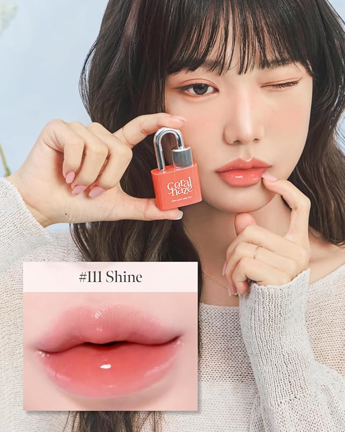 CORLAHAZE Glow Lock Jelly Tint 111 Shine 4g, Hydrating Jelly Glow Lip Stain, Glass-Like Shine Lip Gloss, Long-Lasting Color, Moisturizing Lip Enhancer, Collectible Lock-Shaped Design, Korean Makeup