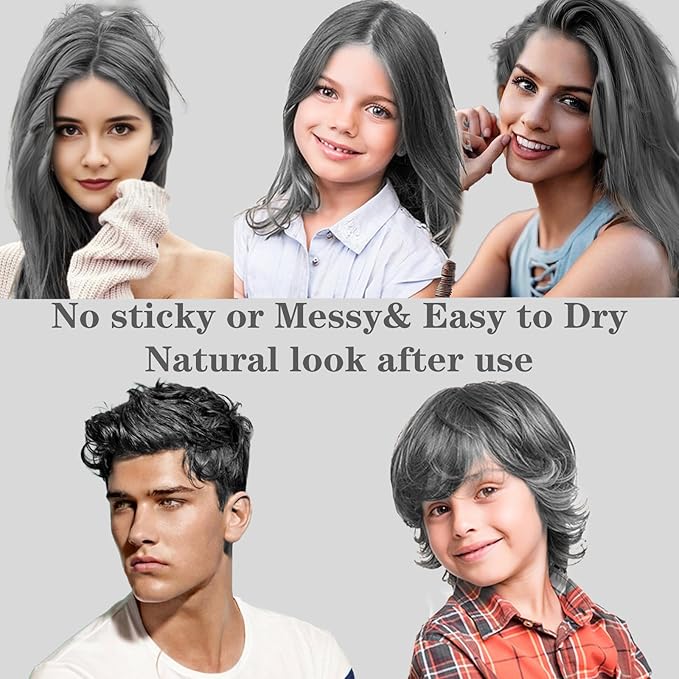 Silver Gray Hair Color Wax, Temporary Washable Hair Color Dye for Kids, Temporary Dye Wax Natural Hairstyle Cream Hair Pomades for Women & Men Party Cosplay Halloween