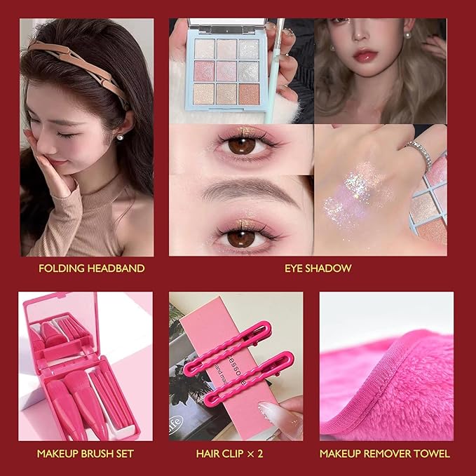 Birthday Gifts for Women Teens Girls, Spa Gift Set, Christmas Gifts for Women, 12 Pcs Rose Vanilla Bath Set, Self Care gifts Bag Makeup Cosmetic Bag, Spa Kit for Teenage Gifts, Daughter Gift Set