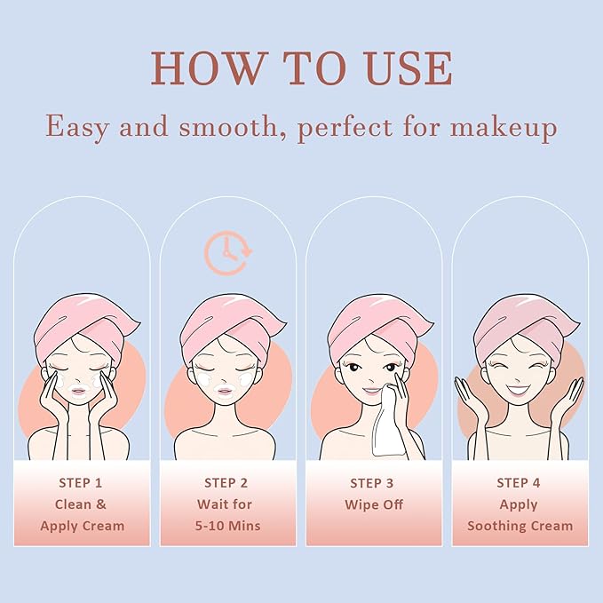 Facial Hair Removal Cream for Women, Soothing Hydrating Depilatory Cream Kit, Painless & Flawless Face, Upper Lip, Chin Hair Remover, Gentle for Sensitive Skin