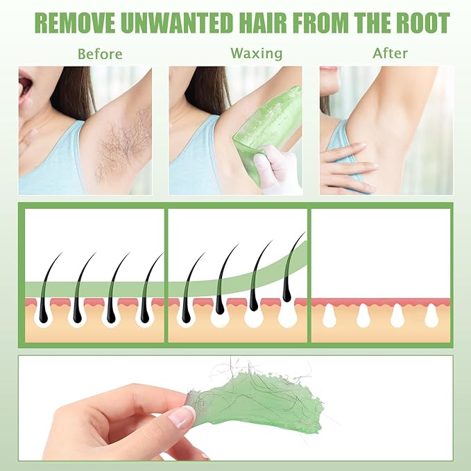 Waxing Kit - Wax Warmer for Hair Removal, Hard Wax Kit with 14oz 5 Bags Hard Wax Beans for Full Body, Legs, Face, Eyebrows, Bikini, Brazilian Waxing Kit for Women Men