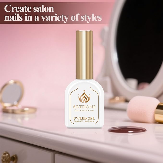 Artdone Gel Nail Polish Hema-free Solid Color Dark Brown For All Seasons Neutral Soak Off LED Lamp Needed For Manicure Nail Art