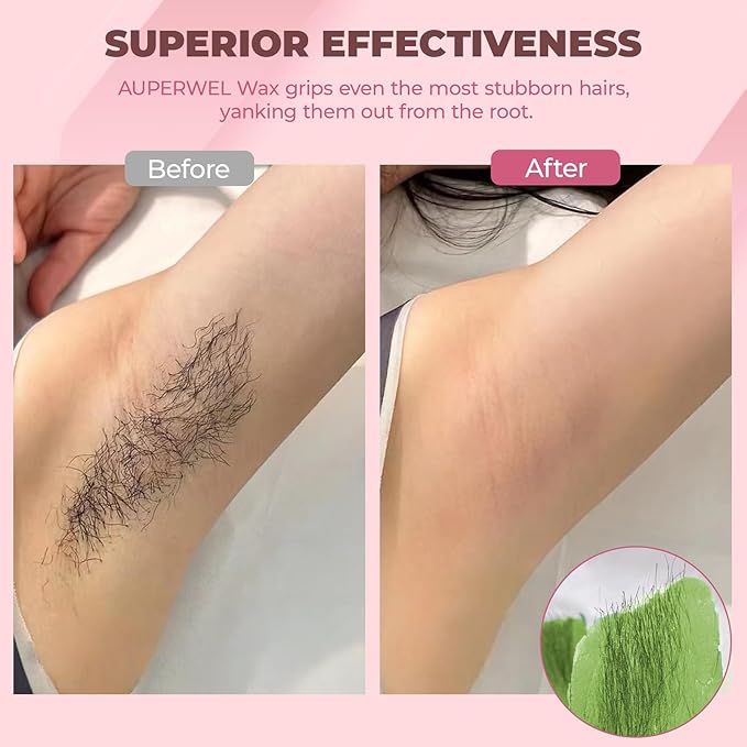 2.5lb/40oz Hard Wax Beans for Sensitive Skin - Large Bulk Refill for Waxing Brazilian, Bikini, Underarms, Face, Body with 20 Sticks (Aloe)